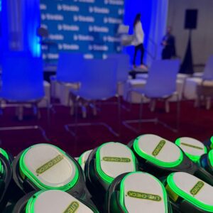 Custom branded silent disco headphones at the Trimble Insight Tech Conference