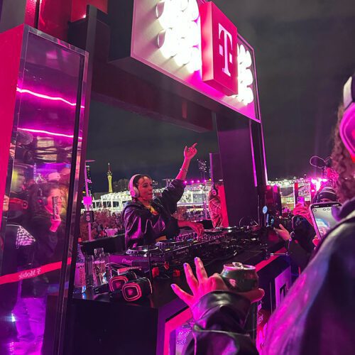 DJ Tanishe at the T-Mobile Fan Zone at the Sphere